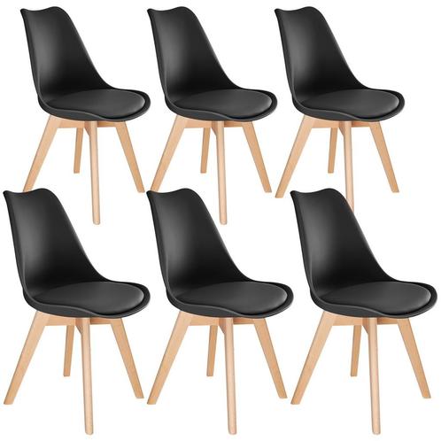 tectake Eetkamerstoelen Frederikke - zwart/zwart, Set van 6, Huis en Inrichting, Stoelen, Verzenden