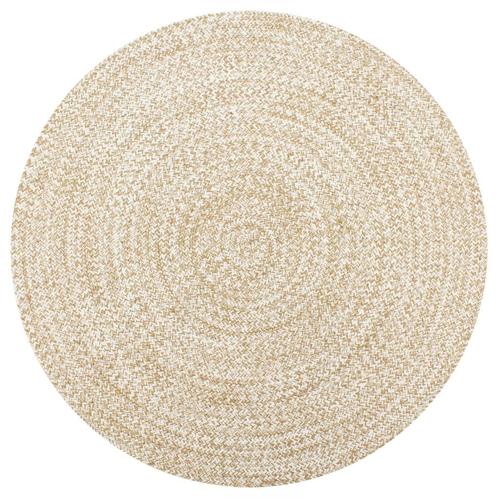 vidaXL Vloerkleed handgemaakt 150 cm jute wit en naturel, Huis en Inrichting, Stoffering | Tapijten en Vloerkleden, Nieuw, Verzenden