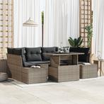 vidaXL 7-delige tuinset met kussens - grijs Poly rattan, Tuin en Terras, Verzenden, Nieuw