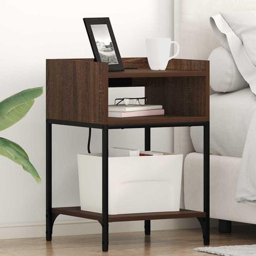 vidaXL Bedcabinet 2 pcs bruin eikenkleur 40 x 40 x 61 cm, Huis en Inrichting, Slaapkamer | Nachtkastjes, Nieuw, Verzenden
