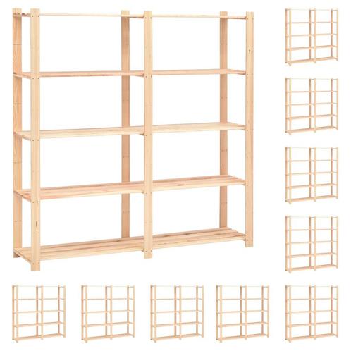 vidaXL Opbergrekken 5-laags 10 st 170x38x170 cm grenenhout, Huis en Inrichting, Kasten | Stellingkasten, Nieuw, Verzenden