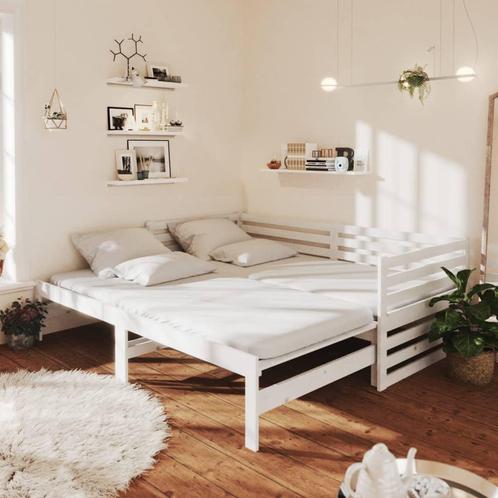 vidaXL Slaapbank uitschuifbaar massief grenenhout wit, Maison & Meubles, Chambre à coucher | Lits, Envoi