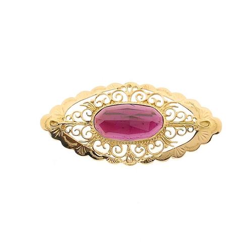 Gouden broche met granaat | Vintage (oude gouden broche), Handtassen en Accessoires, Broches, Overige kleuren, Gebruikt, Met edelsteen