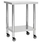 vidaXL Keukenwerktafel met wielen 80x30x85 cm roestvrij, Verzenden
