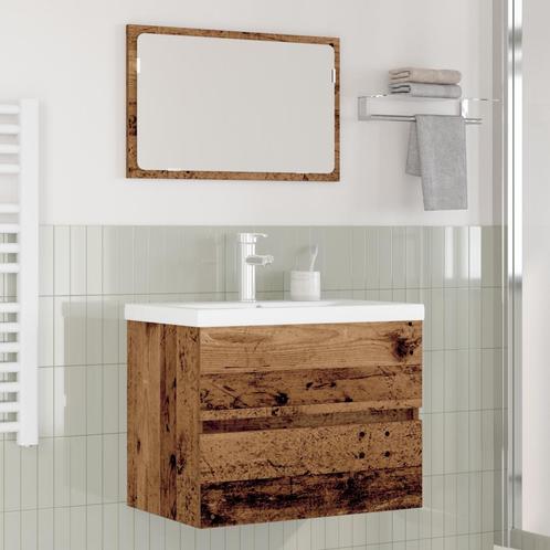 vidaXL Badkamermeubel Set met opslag met spiegel 3 pcs Oud, Huis en Inrichting, Badkamer | Badkamermeubels, Nieuw, Verzenden