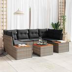 vidaXL Tuinbank Set met kussen 6 pcs Grijs Poly rattan, Verzenden
