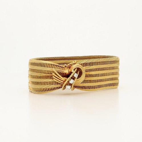 Bracelet - 18 carats Or jaune -  0.22ct. tw. Diamant, Handtassen en Accessoires, Antieke sieraden