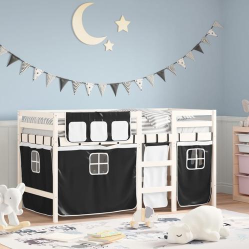 vidaXL Kinderhoogslaper met gordijnen 90x200 cm grenenhout, Huis en Inrichting, Slaapkamer | Bedden, Nieuw, Verzenden