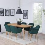 Eetkamerstoel turquoise | velvet | houten poten, Modern/Scandinavisch/Velvet, Nieuw, Verzenden, Blauw