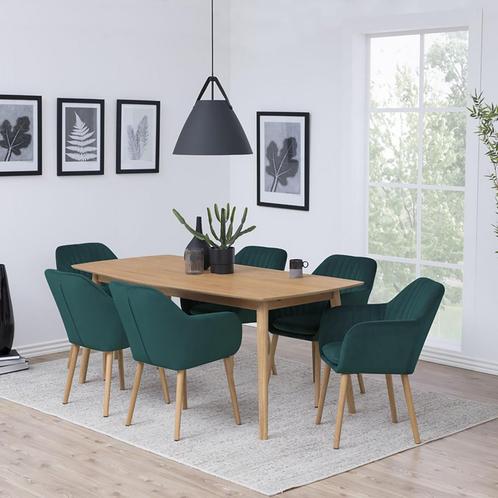 Eetkamerstoel turquoise | velvet | houten poten, Huis en Inrichting, Stoelen, Blauw, Eén, Nieuw, Stof, Verzenden