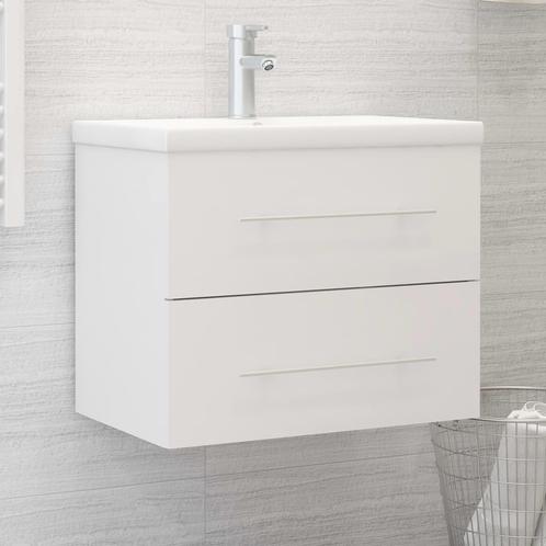 vidaXL Wastafelkast 60x38,5x48 cm bewerkt hout wit, Maison & Meubles, Salle de bain | Meubles de Salle de bain, Envoi