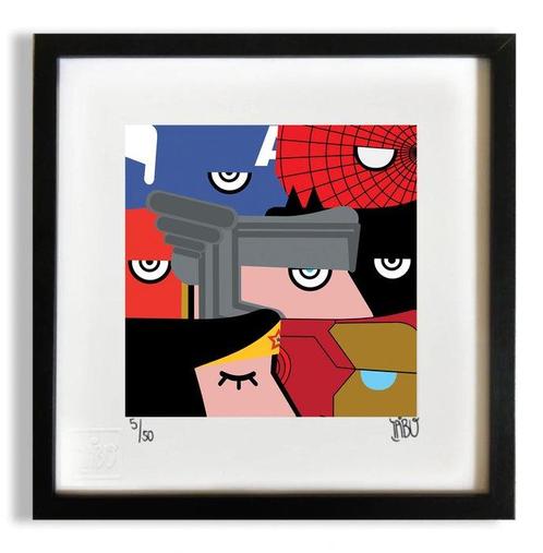 IABO (1980) - Siamo tutti Supereroi (Captain America,, Antiek en Kunst, Kunst | Schilderijen | Modern