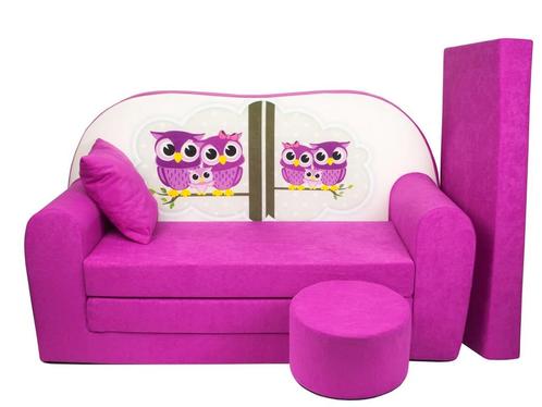 Luxe kindermeubelset - slaapbank, poef & matras - 100% ka..., Kinderen en Baby's, Kinderkamer | Tafels en Stoelen, Nieuw, Ophalen of Verzenden