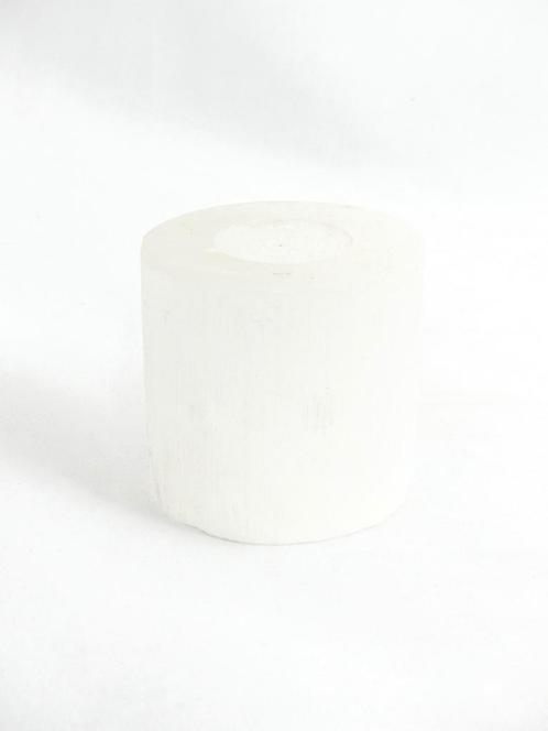 Theelichthouder Seleniet - Wit - Rond - ca. 850gr - ca. 8..., Huis en Inrichting, Woonaccessoires | Kandelaars en Kaarsen, Nieuw