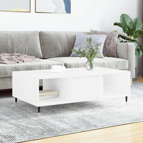 vidaXL Salontafel 104x60x35 cm bewerkt hout hoogglans wit, Huis en Inrichting, Tafels | Salontafels, Nieuw, Verzenden