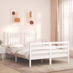 vidaXL Cadre de lit avec tête de lit blanc double bois, Verzenden