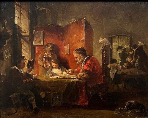 Willem Roelofs (1822-1897) - De school, Antiquités & Art, Art | Peinture | Classique