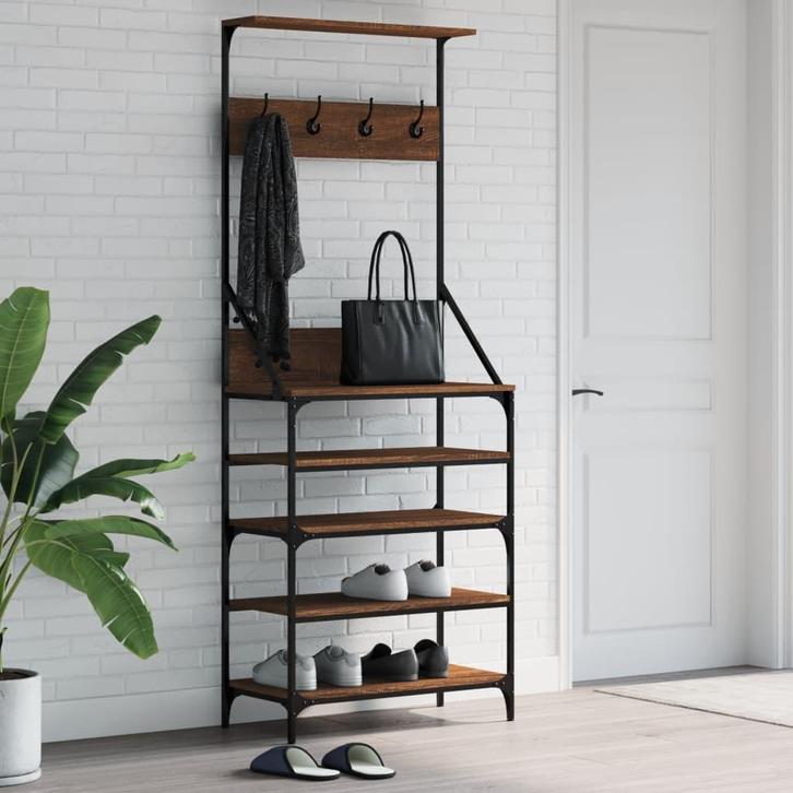 vidaXL Kledingrek met schoenenrek 70x34x184 cm bruin, Huis en Inrichting, Kasten | Kleerkasten, Nieuw, Verzenden