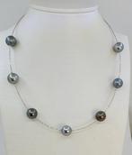 Halsketting - 18 karaat Witgoud - Ronde Tahitiaanse parels, Handtassen en Accessoires, Kettingen, Nieuw