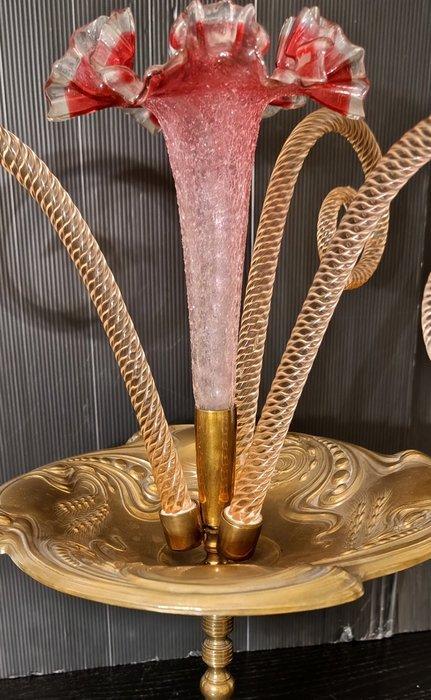 Tafelmiddenstuk - Brons, Glas, Messing - Stijl Liberty, 50, Antiek en Kunst, Curiosa en Brocante