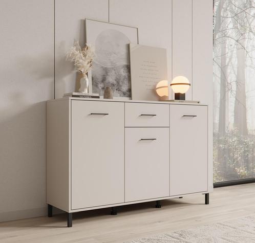 Meubella Dressoir 138x40x90 beige | Opbergkast met lade, Huis en Inrichting, Kasten | Dressoirs, 25 tot 50 cm, Nieuw, 100 tot 150 cm
