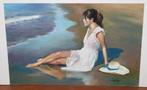 Domingo Alvarez Gomez (1942) - Chica en la orilla del mar, Antiek en Kunst