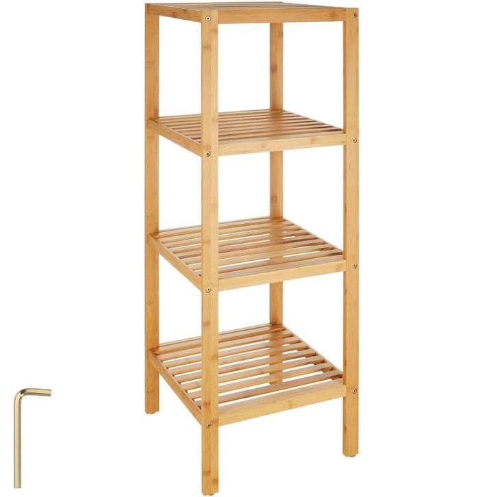 tectake Bambus rek 4 etages 33x33x97 cm - bruin, Huis en Inrichting, Overige Huis en Inrichting, Verzenden