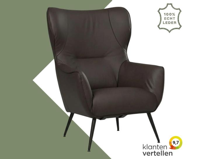 Leren fauteuil Flair - Toledo Espresso (bruin), Huis en Inrichting, Fauteuils, 75 tot 100 cm, 75 tot 100 cm, Nieuw, Leer, Ophalen of Verzenden
