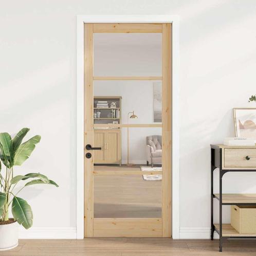vidaXL Binnendeur met Glas Bruin 86 x 211 cm, Doe-het-zelf en Bouw, Deuren en Vliegenramen, Nieuw, Verzenden