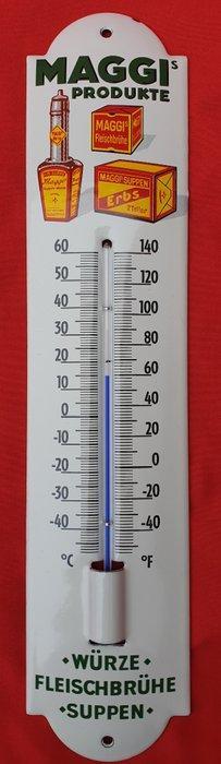 Emaille plaat - Metalen geëmailleerde thermometer van Maggi, Antiek en Kunst, Antiek | Wandborden en Tegels