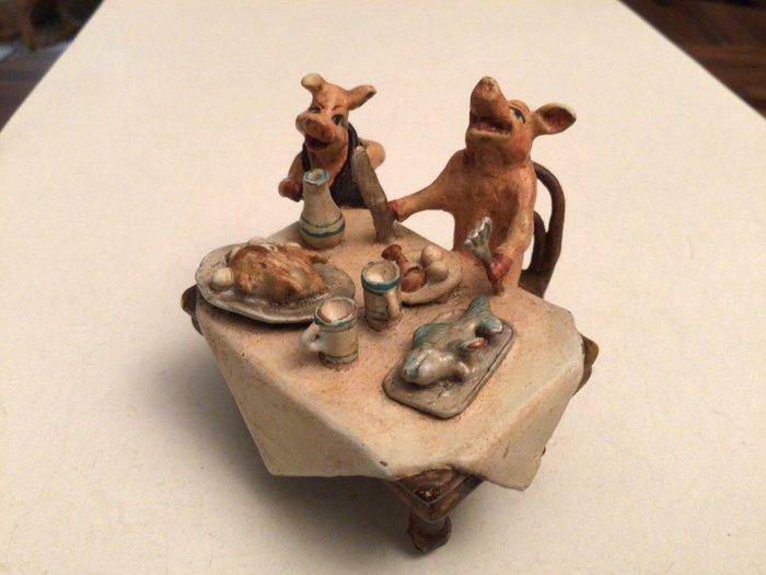 sculptuur, Un bon repas - 5 cm - Koud geverfd brons, Antiek en Kunst, Antiek | Keramiek en Aardewerk