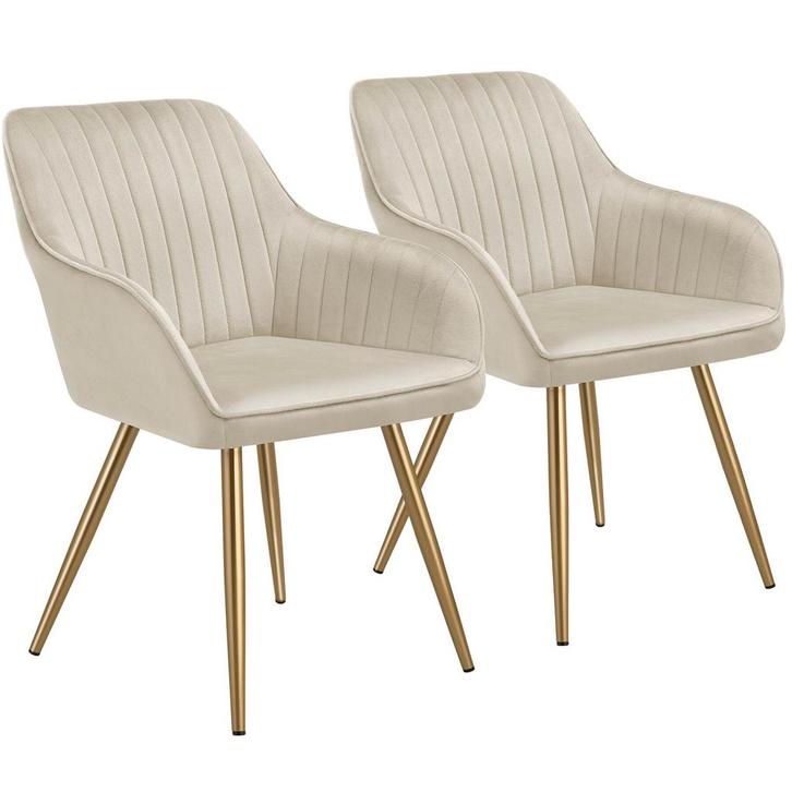 tectake Eetkamerstoel Marilyn, fluweeloptiek, doorgestikt -, Huis en Inrichting, Stoelen, Verzenden