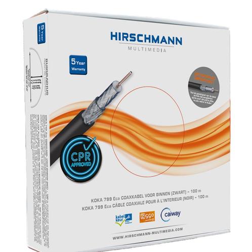 100 Stuks Hirschmann Multimedia KOKA Coax Kabel - 298799102, Doe-het-zelf en Bouw, Elektriciteit en Kabels, Verzenden