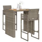 vidaXL 3-delige Tuinbarset zonder kussens poly rattan acacia, Tuin en Terras, Verzenden, Nieuw