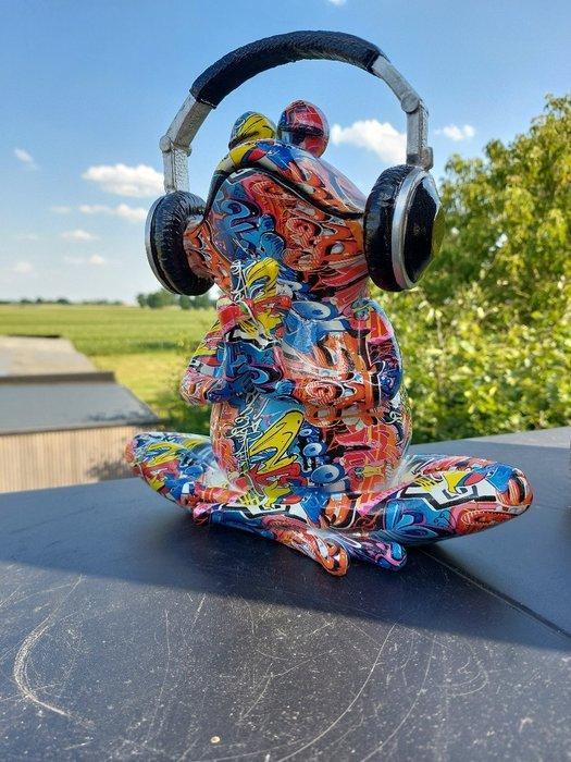 Beeld, street Art musical frog - 29 cm - polyresin, Antiquités & Art, Art | Objets design