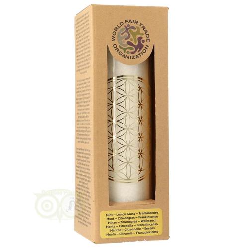 Geurkaars Flower of Life - wit - stearine in glas, Huis en Inrichting, Woonaccessoires | Kandelaars en Kaarsen, Nieuw, Verzenden