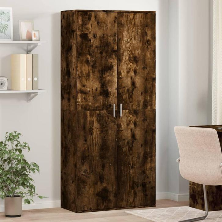 vidaXL Hoge kast 80x35x180 cm bewerkt hout gerookt, Huis en Inrichting, Kasten | Overige, Nieuw, Verzenden