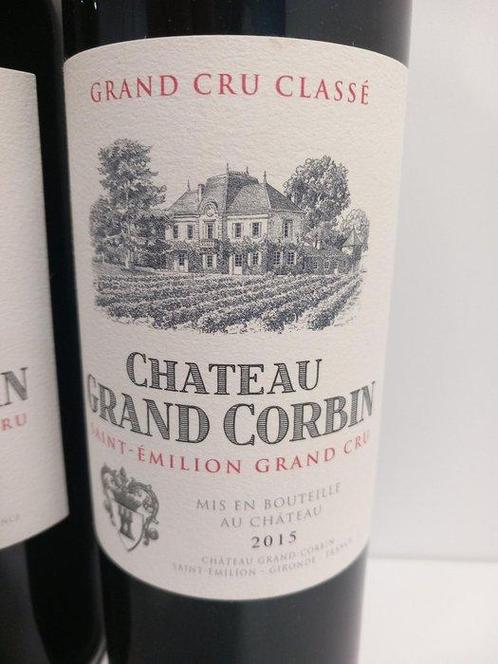 2015 Chateau Grand Corbin - Saint-Émilion - 3 Flessen (0.75, Verzamelen, Wijnen