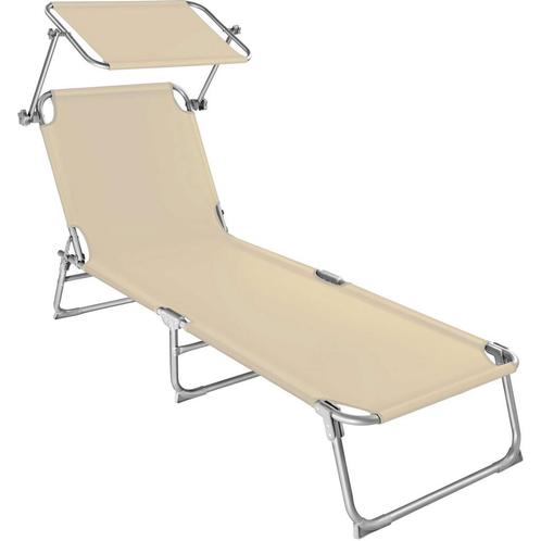 tectake Ligbed met 4 standen - beige, Tuin en Terras, Tuinsets en Loungesets, Verzenden