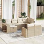 vidaXL 10-delige Loungeset met kussens poly rattan beige, Verzenden, Nieuw, Loungeset