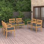vidaXL Stoelen Batavia 6 st met kussens massief teakhout, Tuin en Terras, Verzenden, Nieuw