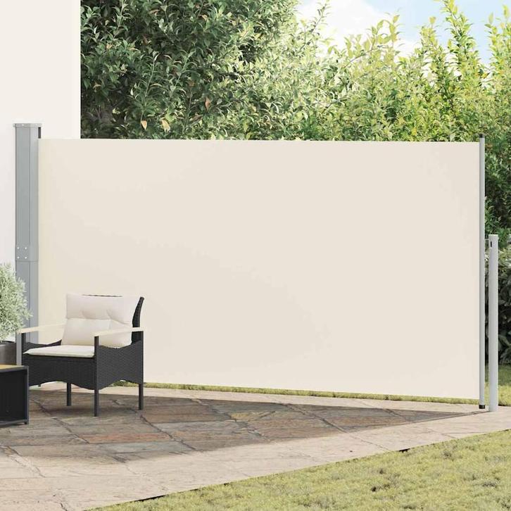 vidaXL Windscherm uittrekbaar 160x500 cm crème, Jardin & Terrasse, Parasols, Envoi