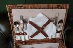 Picknickmand - Rattan, Leder, Keramiek, Metaal