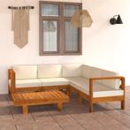 vidaXL 6-delige Loungeset met crèmewitte kussens acaciahout, Tuin en Terras, Tuinsets en Loungesets, Verzenden, Nieuw, Loungeset