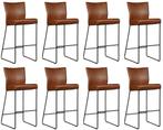 Set van 8 Cognac leren industriële barkrukken - Granada leer, Nieuw, Vijf, Zes of meer stoelen, Modern, Leer