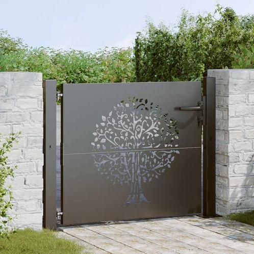 vidaXL Tuinpoort met slot Zwart 105 x 100 cm Poedercoated, Tuin en Terras, Tuinpoorten, Nieuw, Verzenden