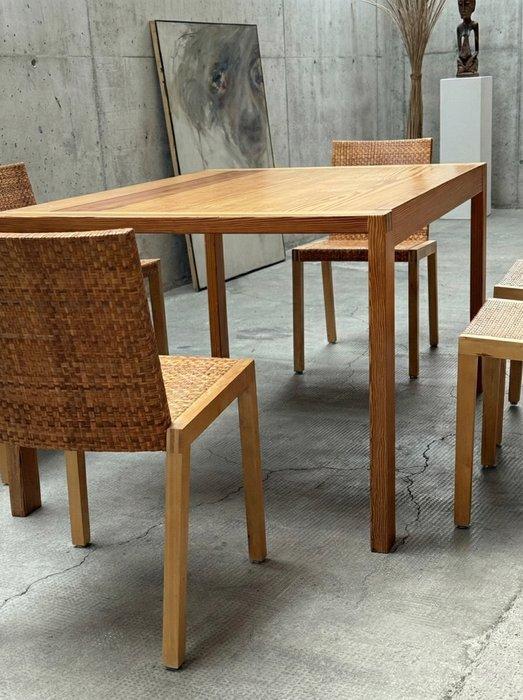 Chaise - Bois de pin, Bouleau, Rotin - Table à manger & 6, Antiek en Kunst, Curiosa en Brocante