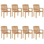 vidaXL Tuinstoelen stapelbaar 8 st massief teakhout, Tuin en Terras, Tuinstoelen, Verzenden, Nieuw