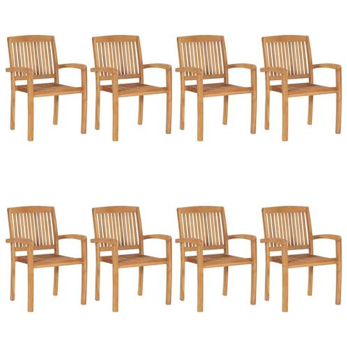 vidaXL Tuinstoelen stapelbaar 8 st massief teakhout, Tuin en Terras, Tuinstoelen, Nieuw, Verzenden