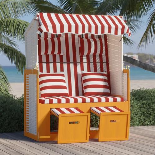 vidaXL Strandkorb avec coussins Résine tressée bois, Tuin en Terras, Ligbedden, Verzenden